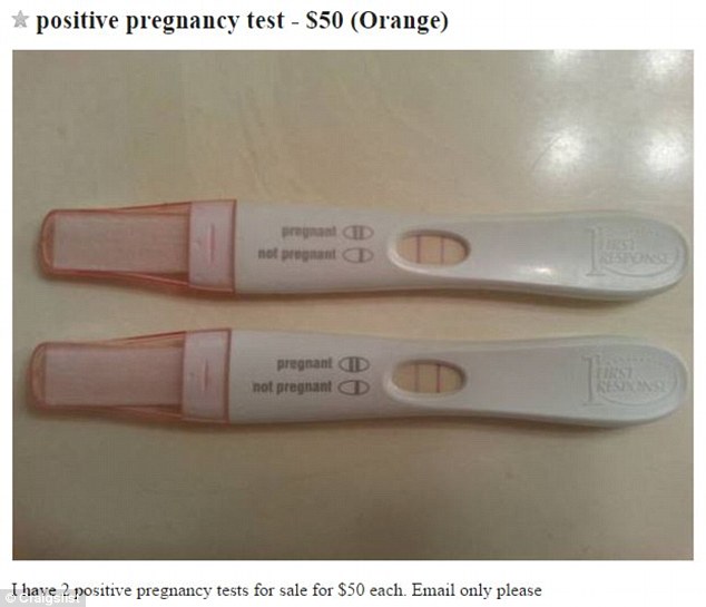 Positive pregnancy tests being sold on Craigslist